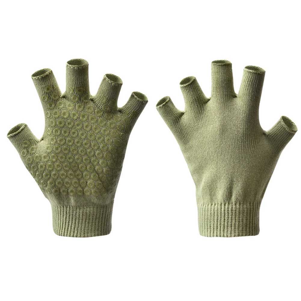 1 pair of womens warm half finger gloves anti slip yoga gloves exercise gloves for outdoor cycling and fishingW241018