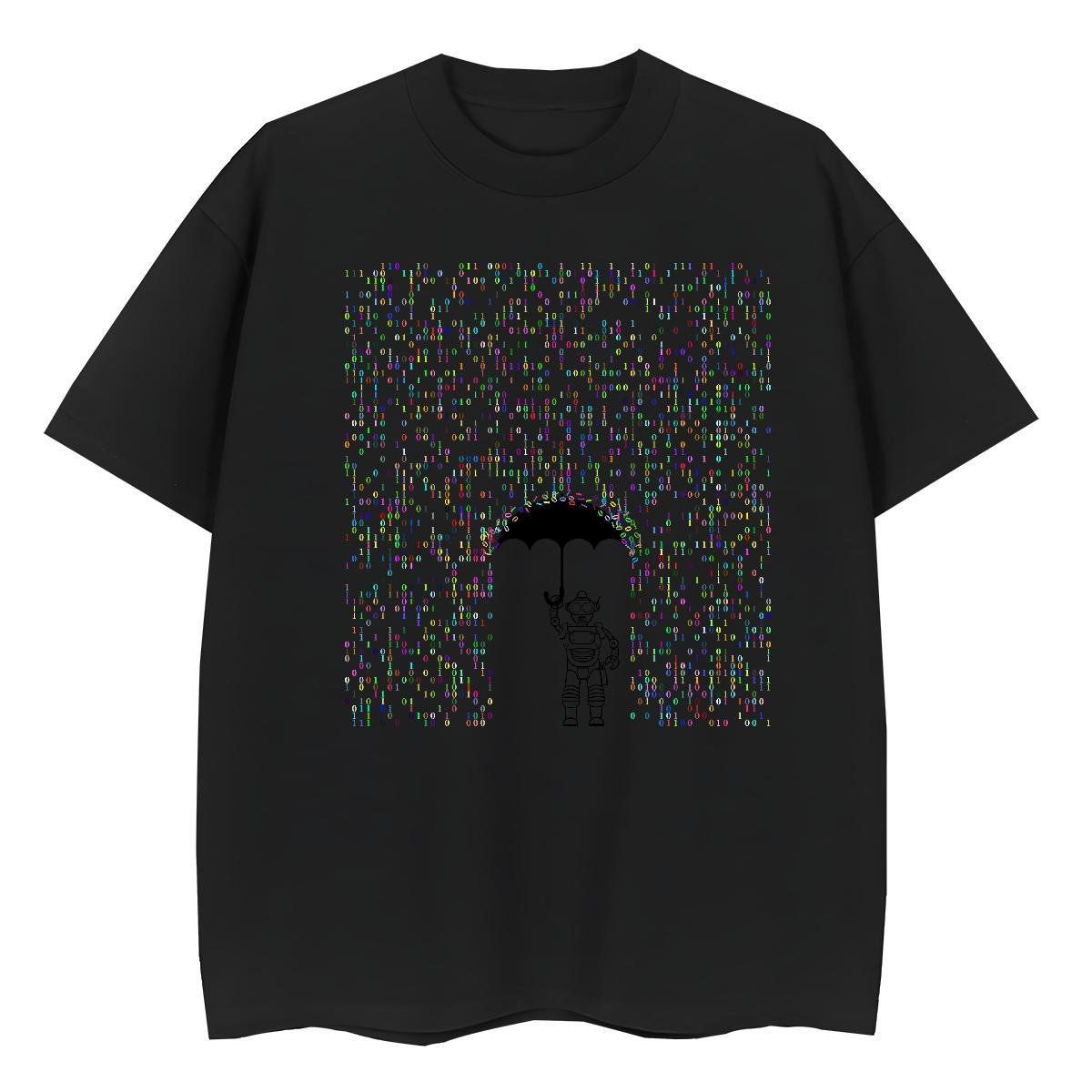 2024 Woman T Shirts 230g 100% Cotton Crew Neck Hip Hop Street robot Womens Tshirts Brand Oversized L-4XL Clothes Shirt