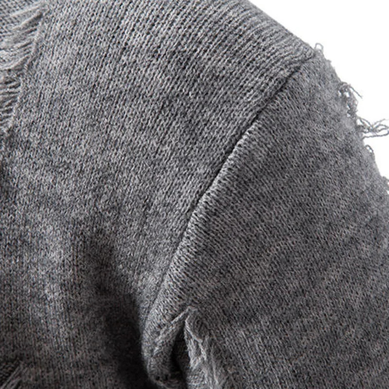 PFHQ Korean Style Mens Sweaters Mock Neck Raw Edge Solid Color Pullover Autumn Loose Male Knitting Clothing Simple 21Z6603 241018