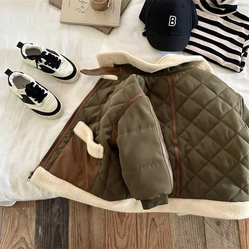 Boys cotton jacket windproof jacket plush winter autumn thick warm cotton Christmas gift childrens clothing M241018