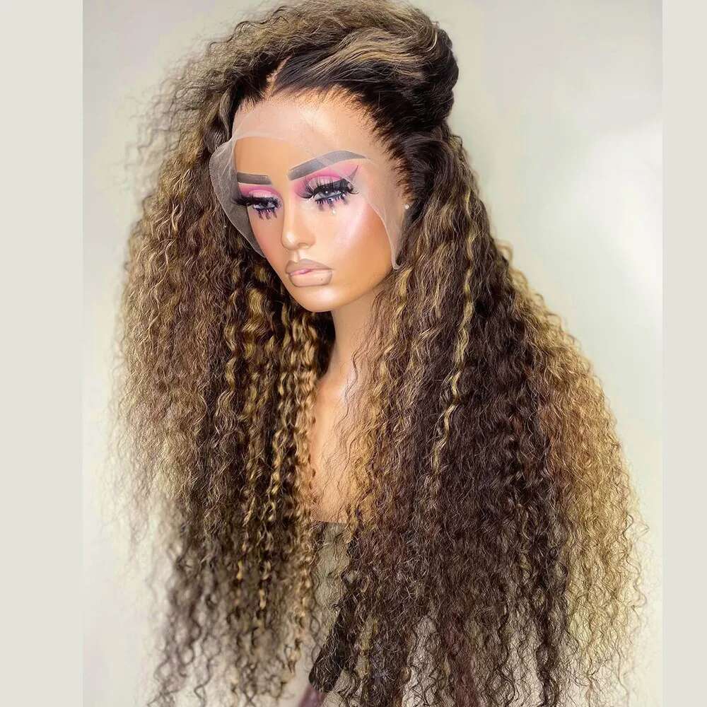 30 Inch Highlight Ombre 13x4 Lace Front Curly Human Hair Wig High Density Colored 13x6 HD Deep Wave Frontal Wigs For Women