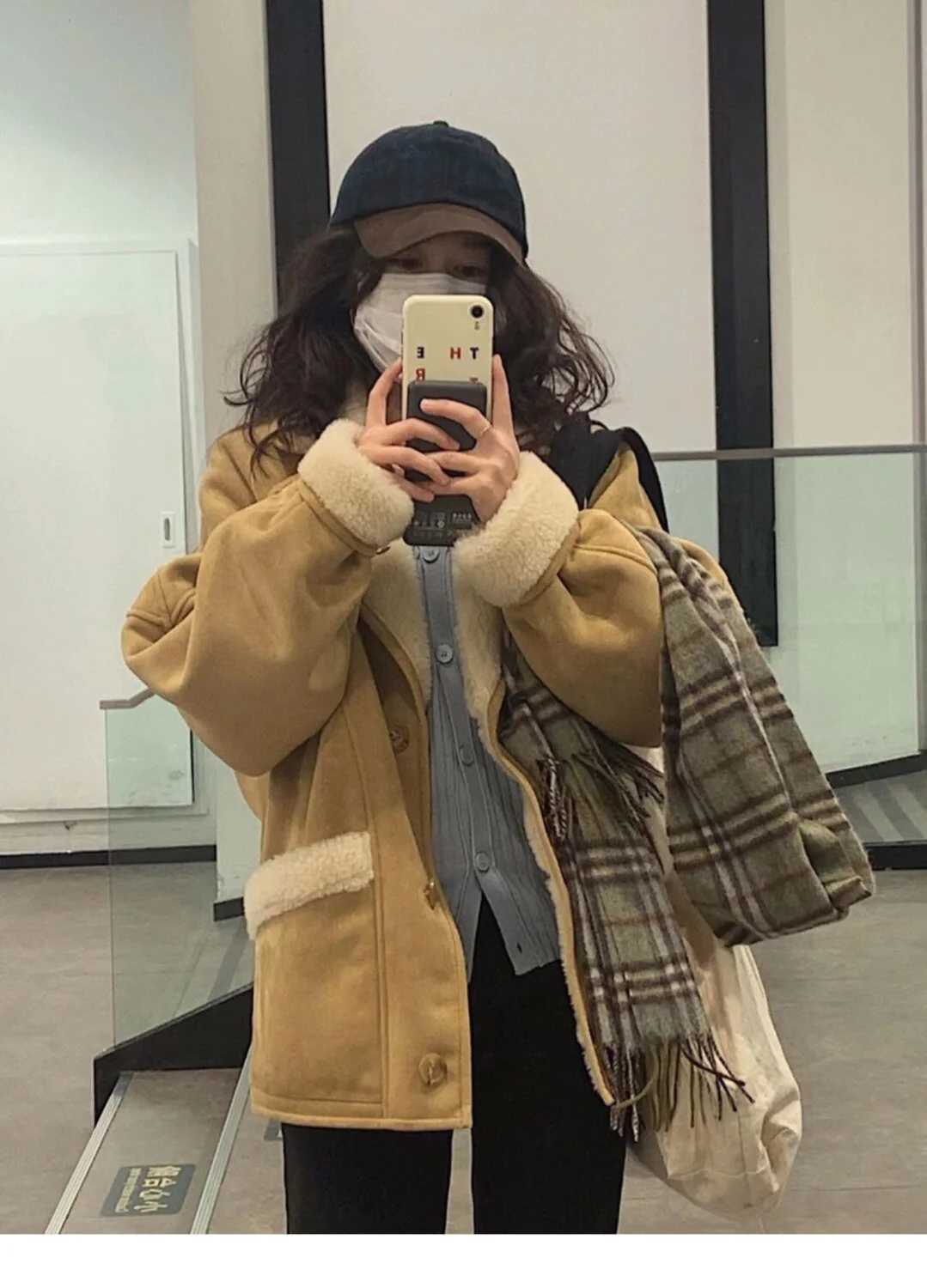 2024 Winter Versatile Warm Thick Lamb Wool Short Coat for Women Winter New Elegant Trendy Fashionable Simple Womens Coat TopX241018