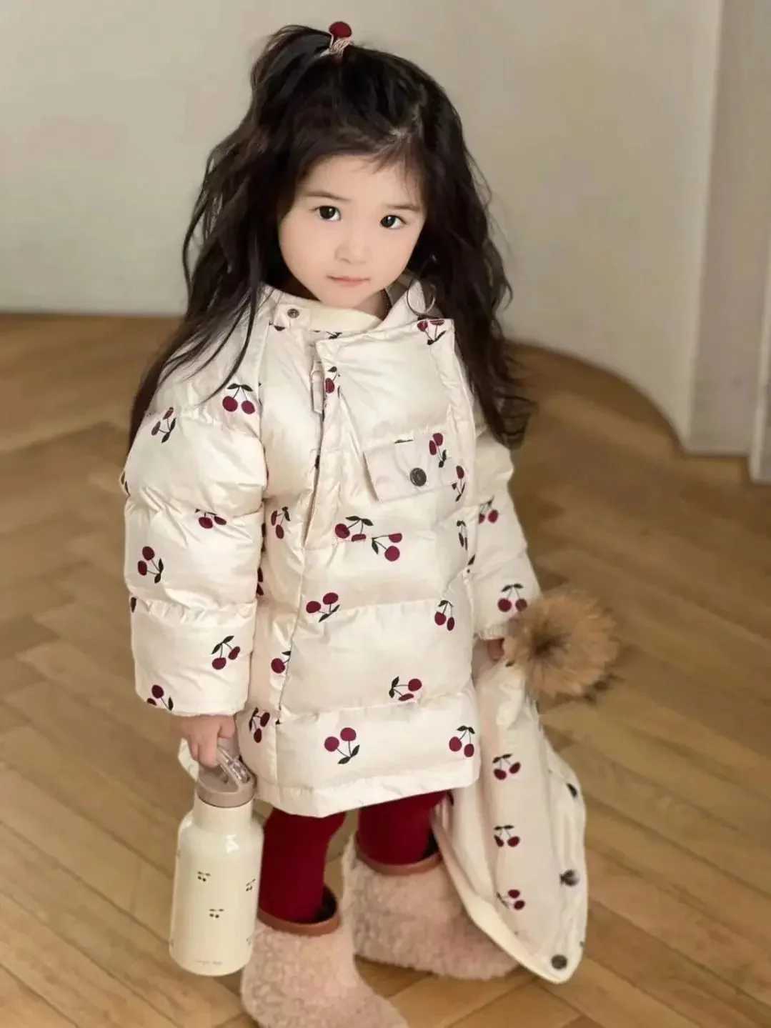 Fashion Durable Cute Girl Elf Hat Cotton Coat Baby Winter Clothing Coat Plush and Thickened M241018