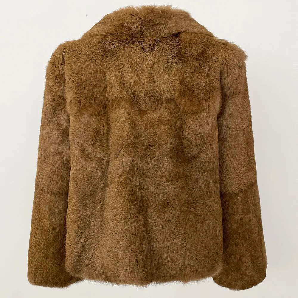 Fashion Casual New Natural Rabbit Turn-Down Collar Winter Jacket Women Thick Warm Outerwear Streetwear Real Fur Coat