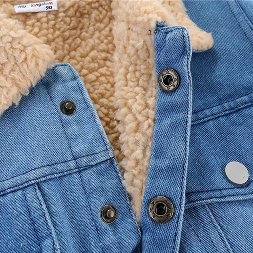 Mudkingdom heavyweight boys and girls denim jacket Sherpa lining boys winter jacket thick Chidren wool jacket girls clothing M241018