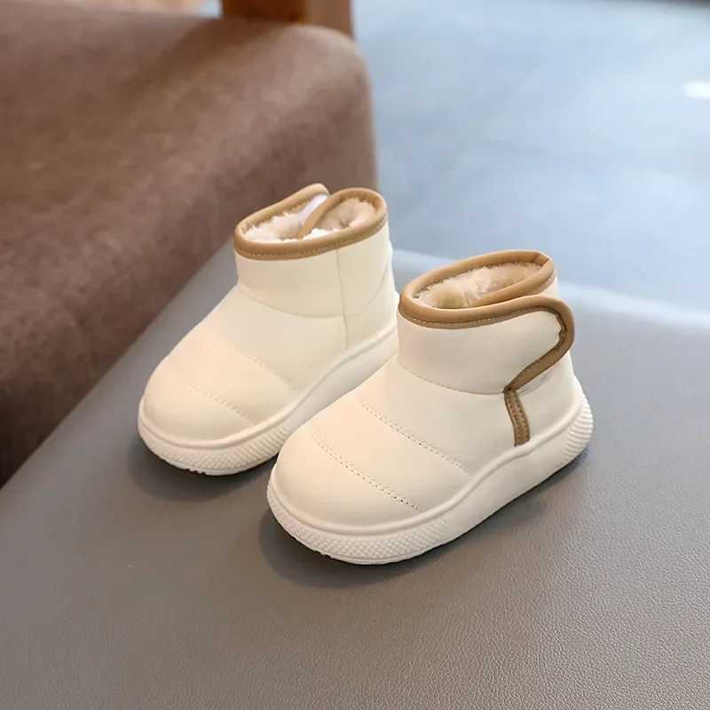 Boots Childrens plush snow boots with thick soles and anti slip boys cotton shoes fashionable solid warm childrens boots girls casual short boots Bota