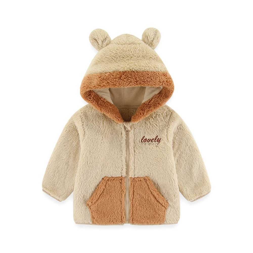 Baywell Childrens Girls Warm Plush Hoodie Cute Boys Fashion Zipper Jacket Autumn Childrens Clothing 1-5 Years M241018