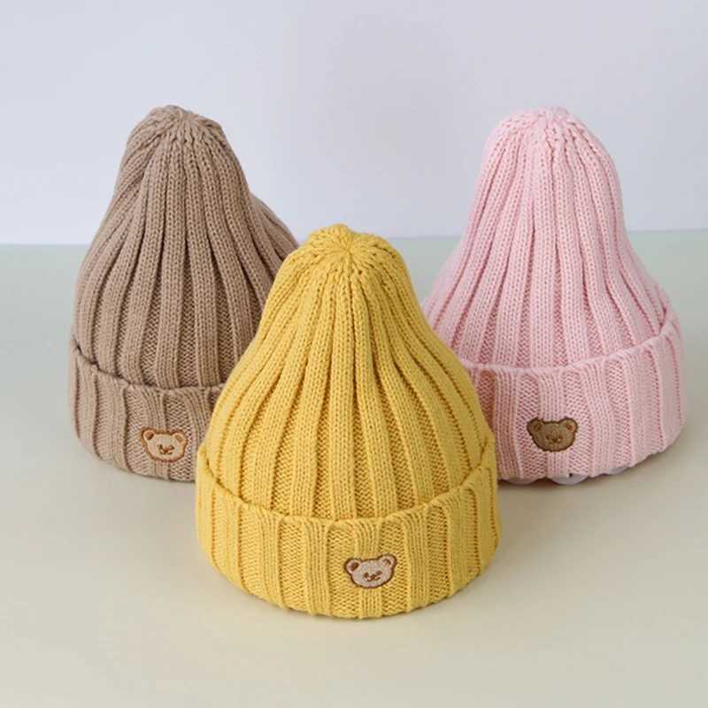 Korean Bear Baby Hat Winter Warm Infant Toddler Boys Girls Cap Beanies Soft Knitted Kids Children Hat Bonnet LX241018