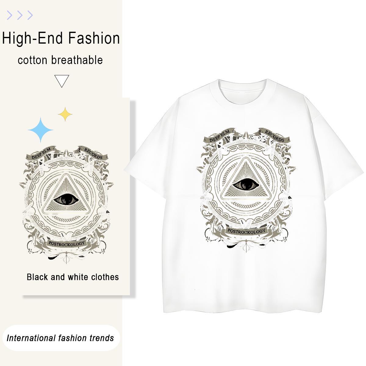 2024 T Shirt For Woman 230g 100% Cotton Round Neck Short Sleeve Sports Casual eye of the devil Tshirt for Man Woman Designer Nice Cartoon Floral Print