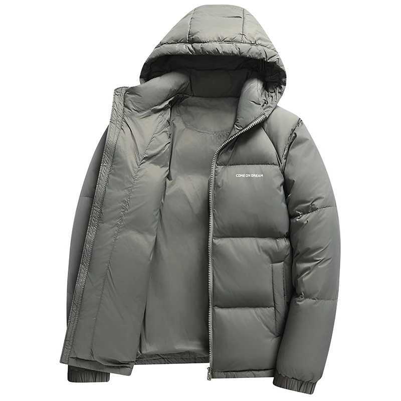 Winter Mens Outdoor Camping Fashion Sports Mountaineering Skiing Leisure with Solid Color Short Hooded Warm Down Jacket LX241018