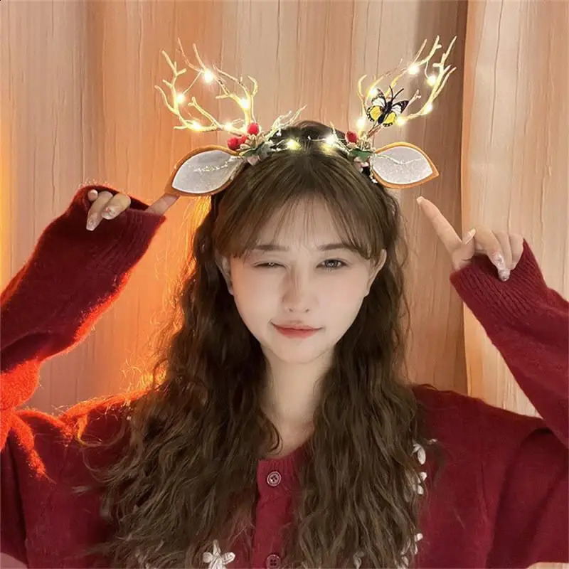 Christmas party reindeer antlers cute headband cosplay female antlers tree branches flower Christmas headband 241018