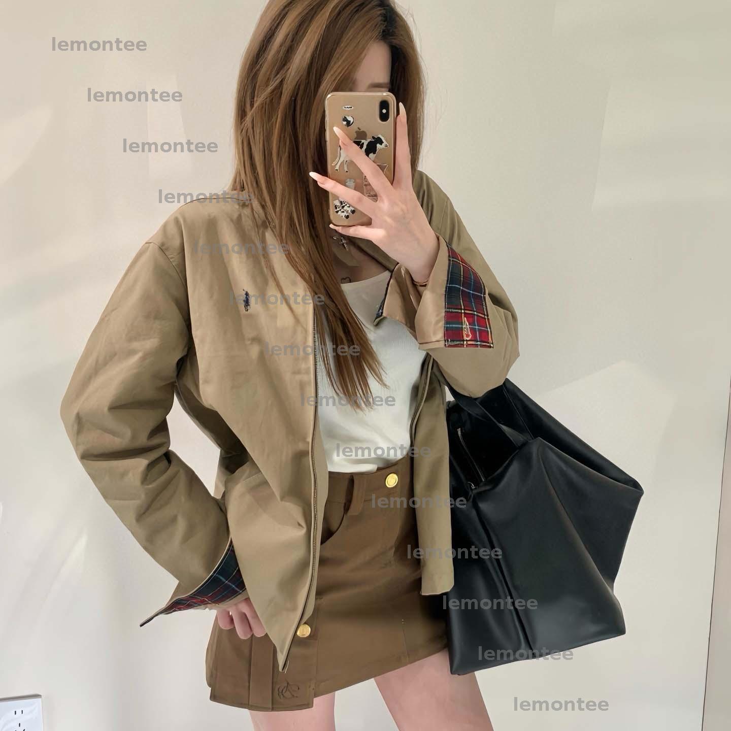 RL Designer Womens Jackets Luxury Retro Coat For Woman Brand Embroidery Trench Coat Trendy Zipper Lady Women Jacket -18 Ladies Casual Bodywarmer DZD2410173