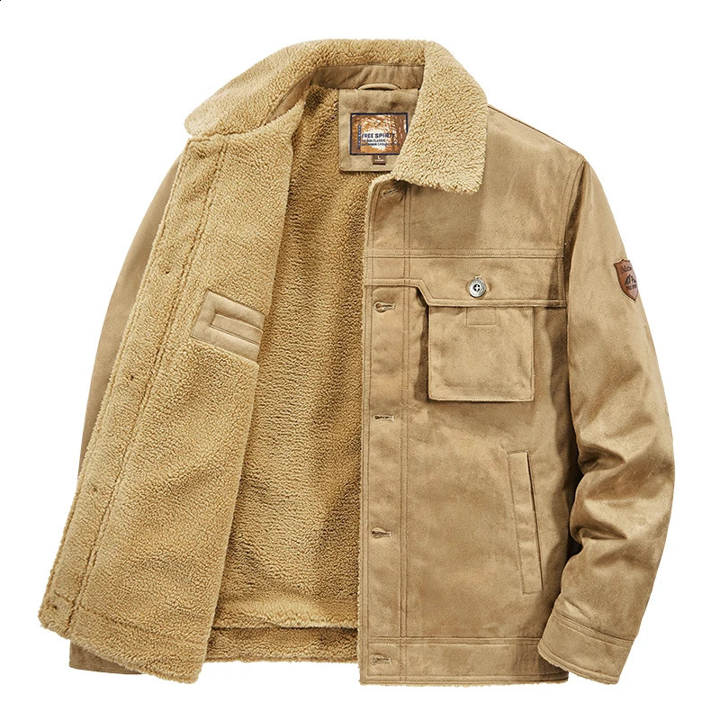 Supuscreat autumn warm mens Suede jacket windproof machine park thick wool jacket mens windproof jacket 241007