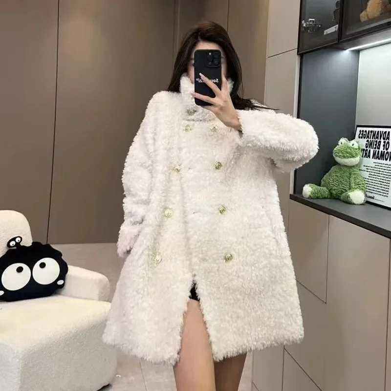 Black Lamb Wool Coat 2024 Autumn/Winter New Popular Maillard Small Fragrance Style High Grade Fashion Mid length Top WLFX241018