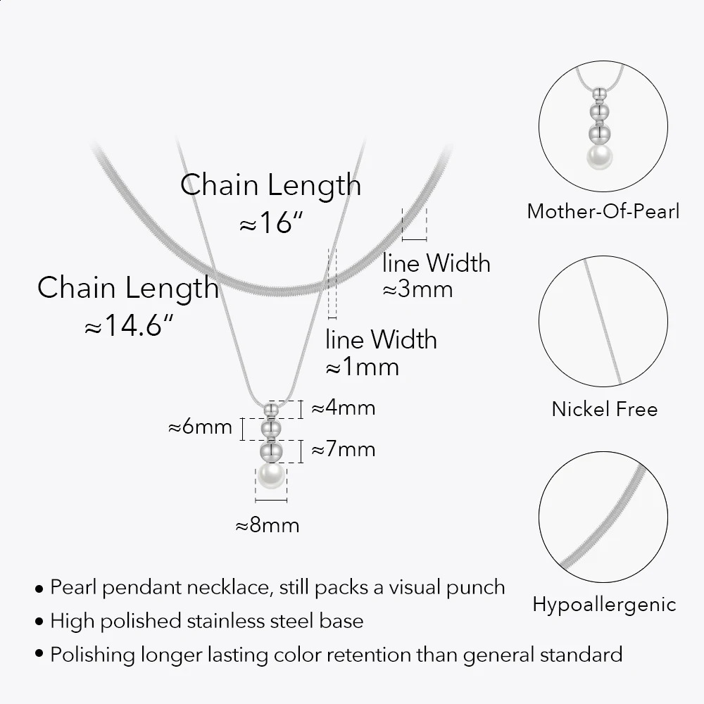 ENFASHION Para MUJI Serpentine Chain Pendant Pearl Necklace Womens Jewelry Necklace 18K Plating Fashion Simple Party Gift P233395 241018