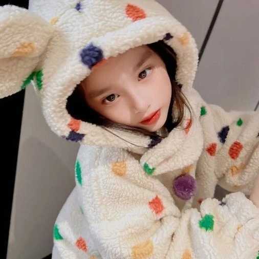 Girls coat cashmere new sweater childrens fashionable Western style clothing plush thick winter clothing M241018