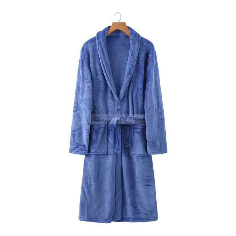 Lovers Flannel Bathrobe Gown Winter Solid Robe Warm Sleepwear Casual Kimono Gown Coral Fleece Nightwear Unisex Home ClothingXJ241018