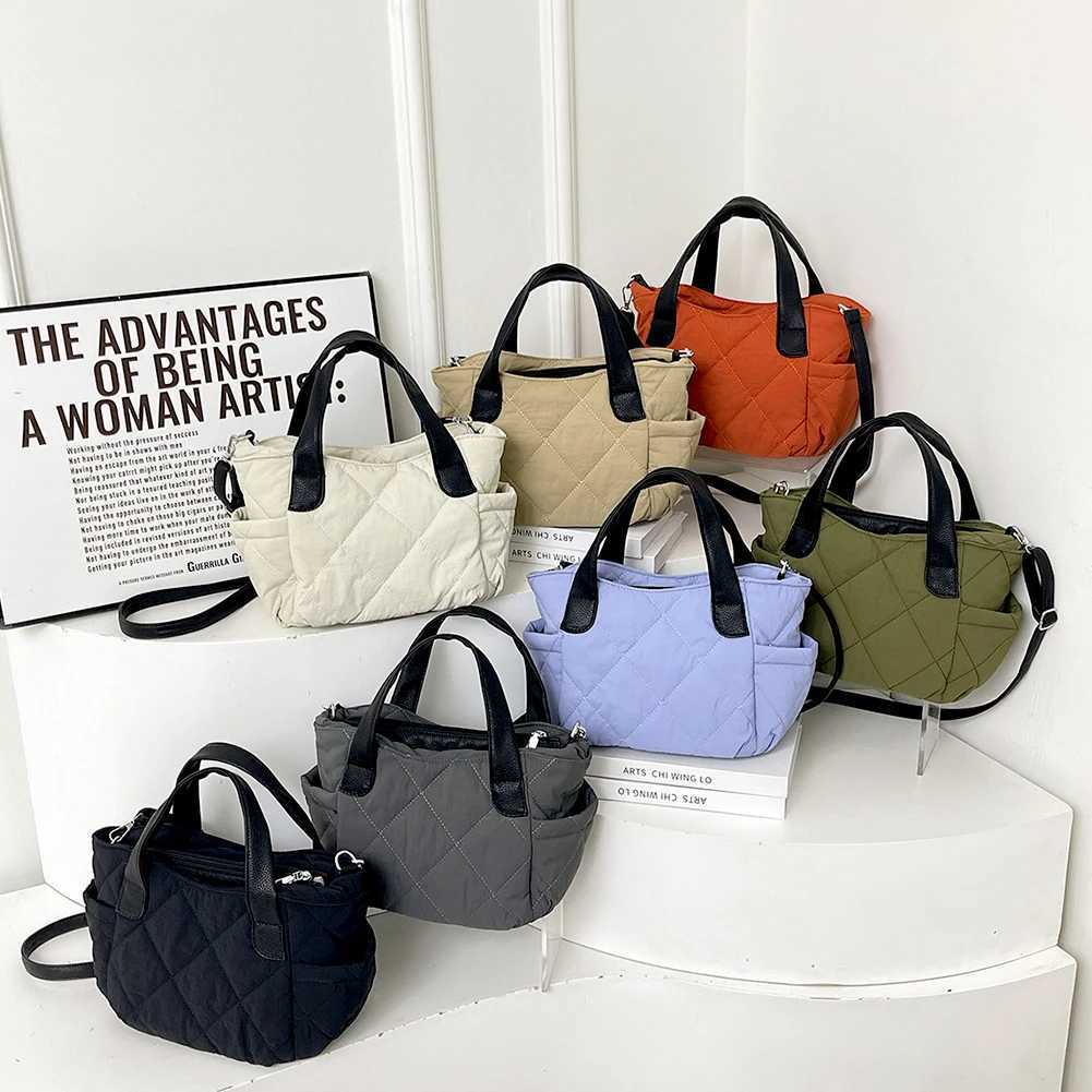 Ladies Quilted Fashion Shoulder Bag Large Capacity Casual Tote Handbag Adjustable Strap Padded Crossbody Purse Simple Satchel 241018