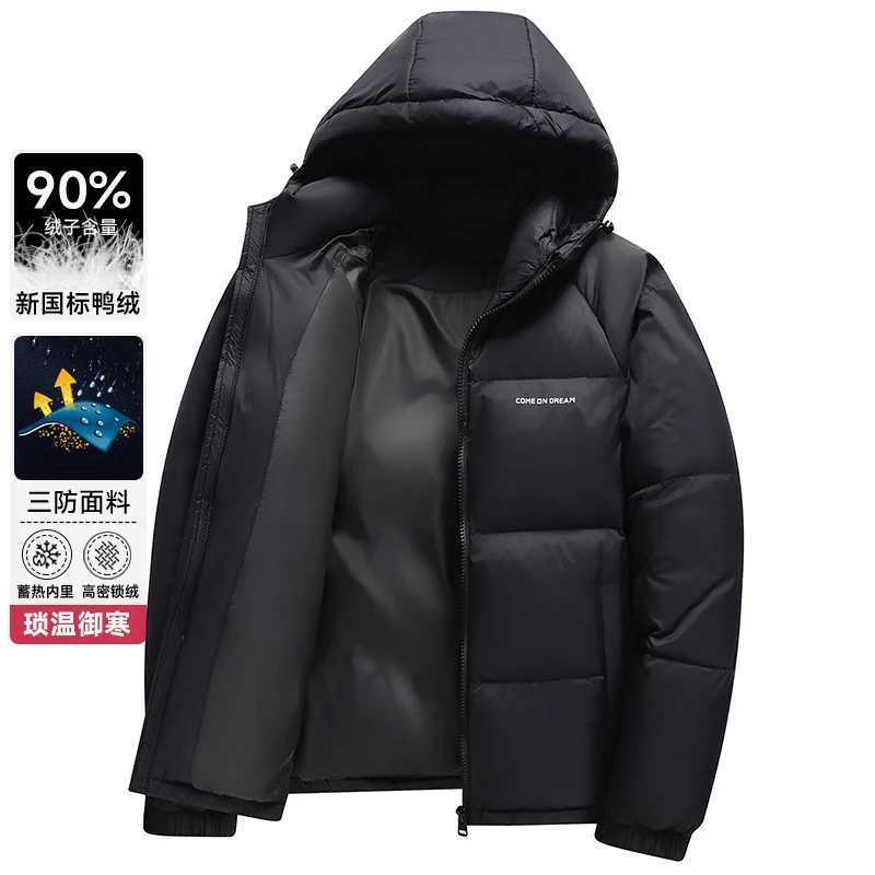Winter Mens Outdoor Camping Fashion Sports Mountaineering Skiing Leisure with Solid Color Short Hooded Warm Down Jacket LX241018