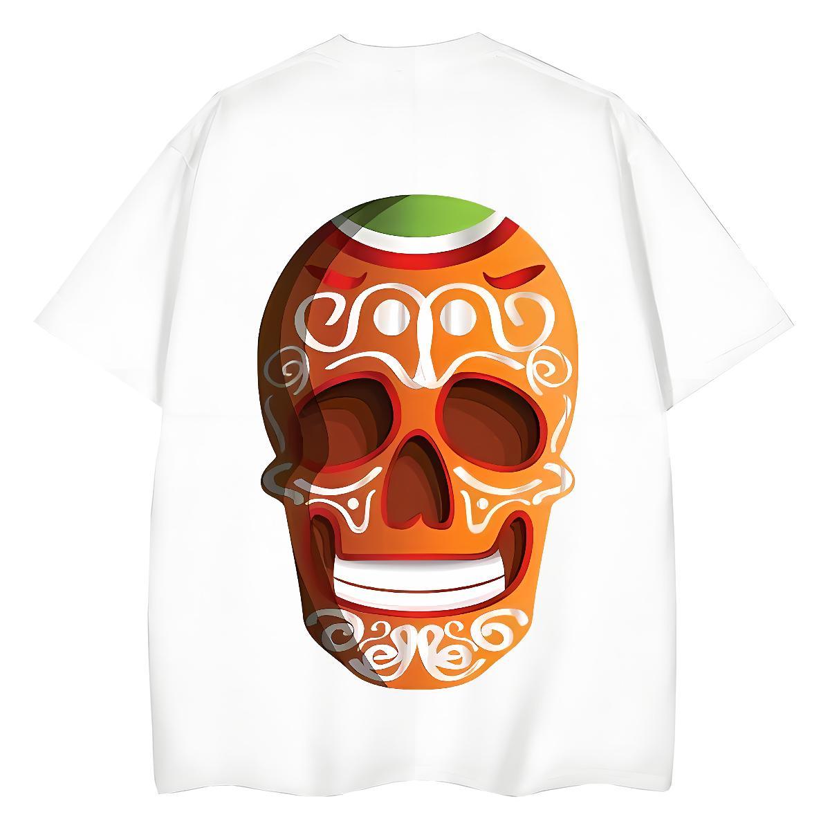 DIY T-Shirts for Women 230g Pure Cotton Crew Neck Casual skull Lady T shirt Loose Customized Tops Shirt