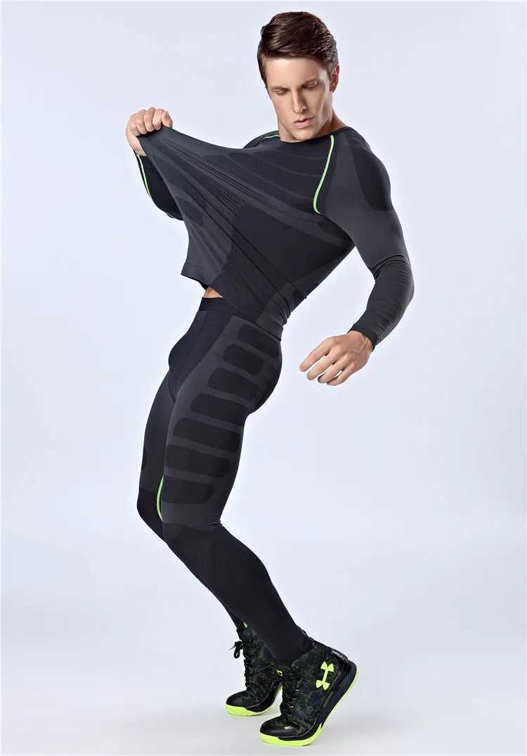 Men's Thermal Underwear 2019 Fitness Set Mens Hot Underwear Fitness Clothes Mens Top Tight Clothes Y2410186GD9