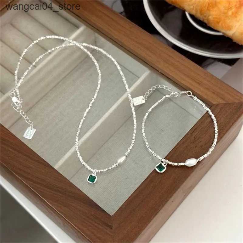 Chokers Popular 925 sterling silver green pendant pearl necklace suitable for womens necklaces exquisite jewelry accessories gifts L240910