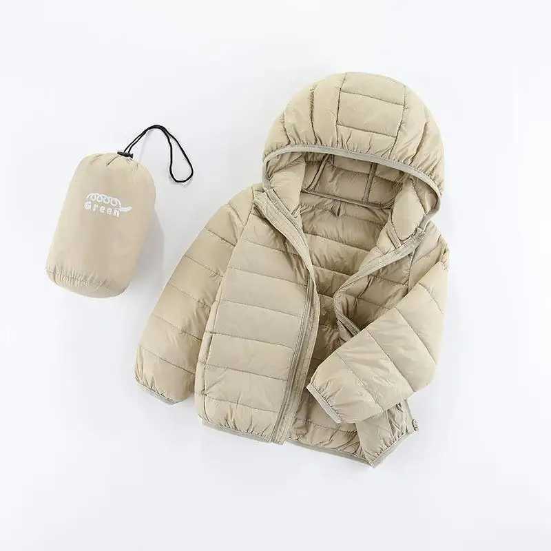New childrens down jackets baby hooded thin down jackets childrens cotton lined jackets solid color jackets M241018