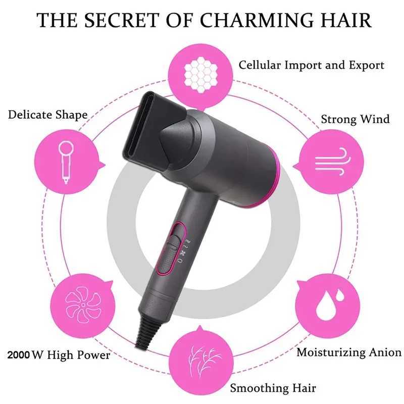 Professional salon hair dryer 2000W powerful 2-in-1 hot air negative ion hair dryer W241018