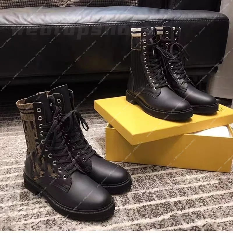 Designer boots mid short winter boots warm high-quality women's boots classic style patent flat sole boots elastic surface Luxury boots Martin fashion boots