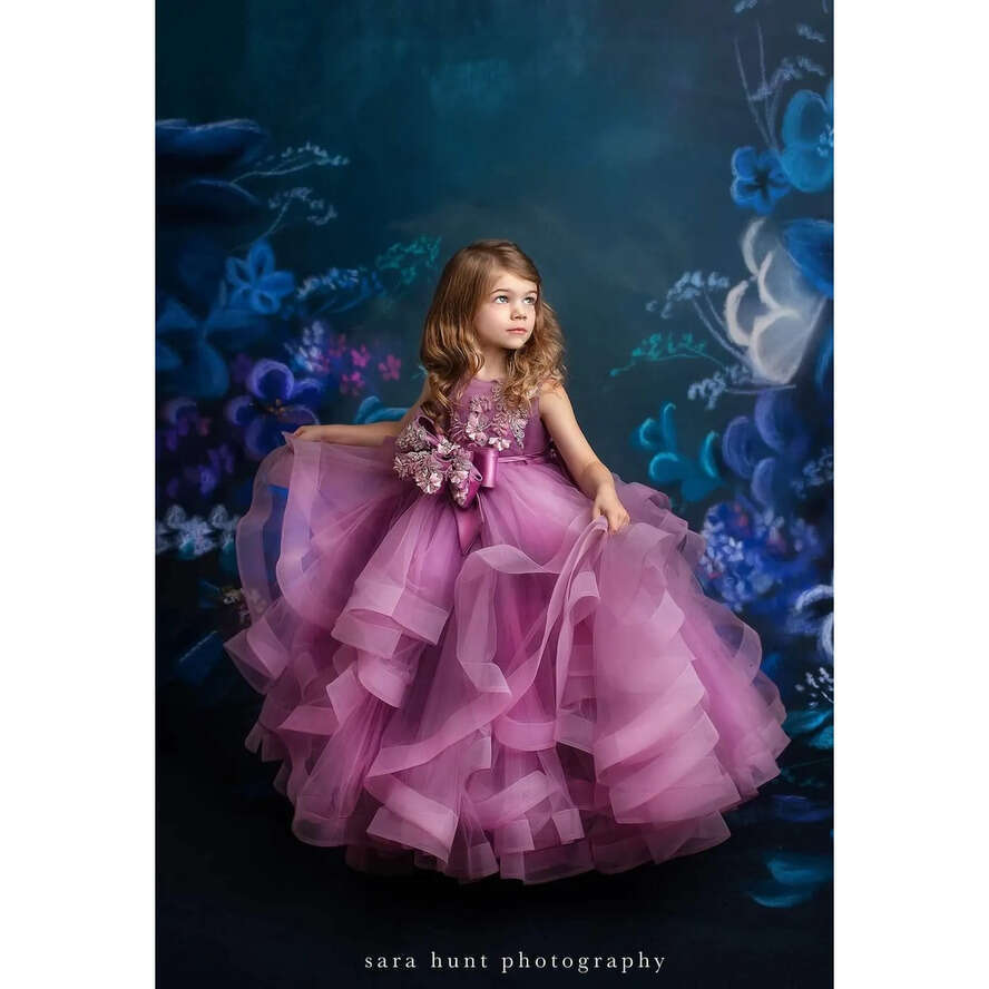 2022 Girl Lavender Wer Dresses For Wedding Appliqued Beaded Ball Gown Pageant Gowns With Bow First Communion Dress Cg001 s
