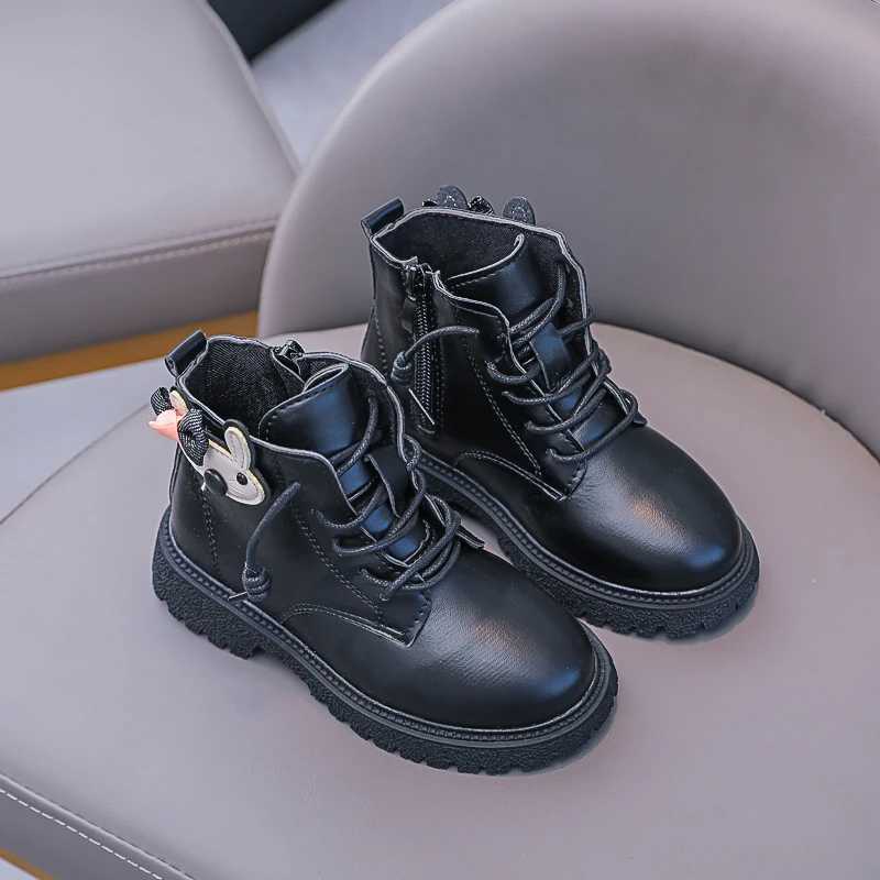 Boots Girls Leather Boots Children Fashion Short Boots Soft Sole British Style Kids Princess Boots All Match 2024 Autumn Winter H241018