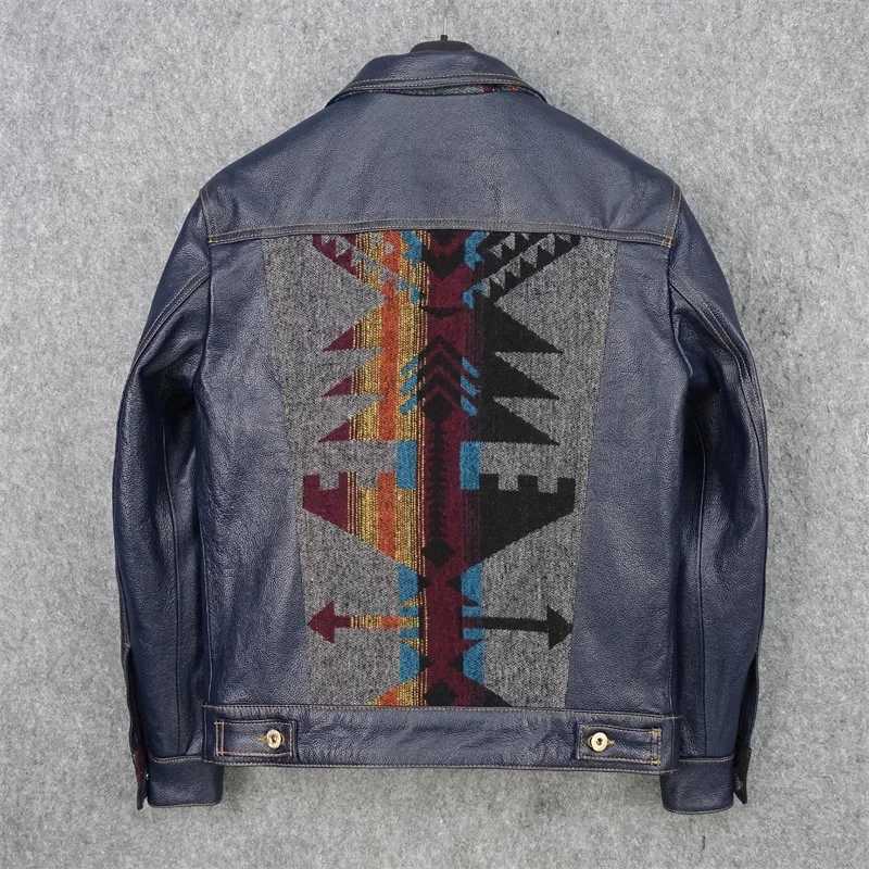 YR Free Delivery. Cuero Super Slim Blue Leather Jacket. Mens Classic Casual Short Young Cowhide Coat. Sales. Fashion Y241018