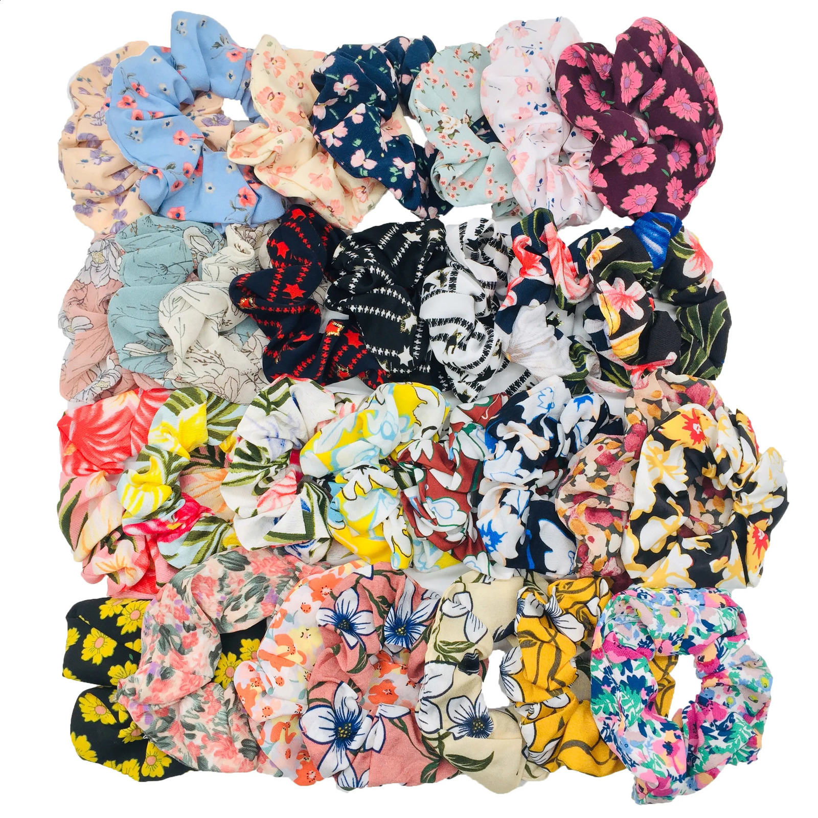 50/30 pieces/wholesale silk bag elastic swan velvet head wearing velvet hair tie chiffon womens accessories organic shiny solid 241018