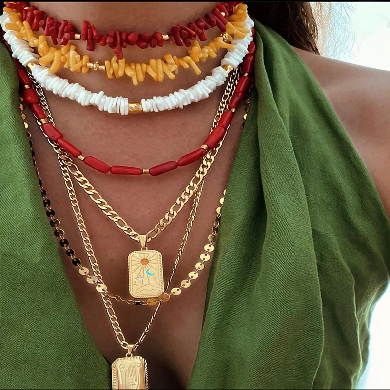 Color Irregular Natural Chip Necklace Womens Fashion Handmade Jewelry Short Necklace Birthday Gift 241018