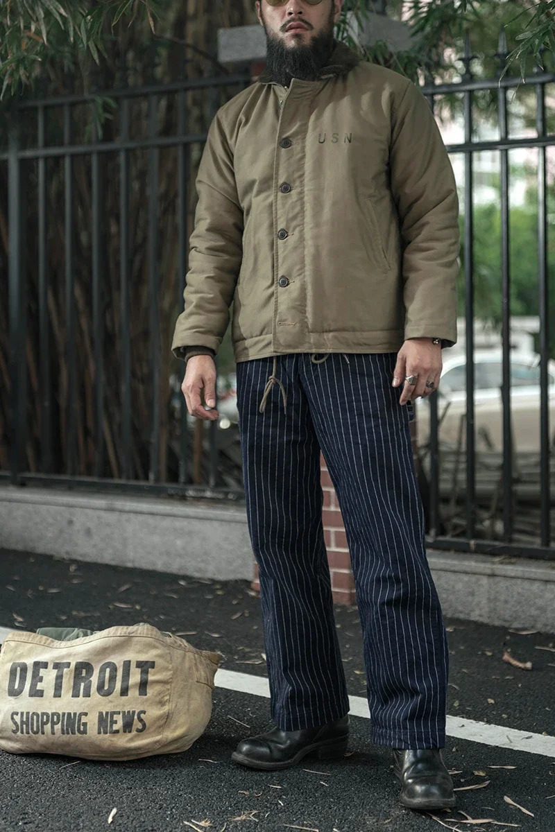Bronson 50s Mechanic Work Pants Vintage Railroad Carpenter Stripe Trousers Workwear 241018