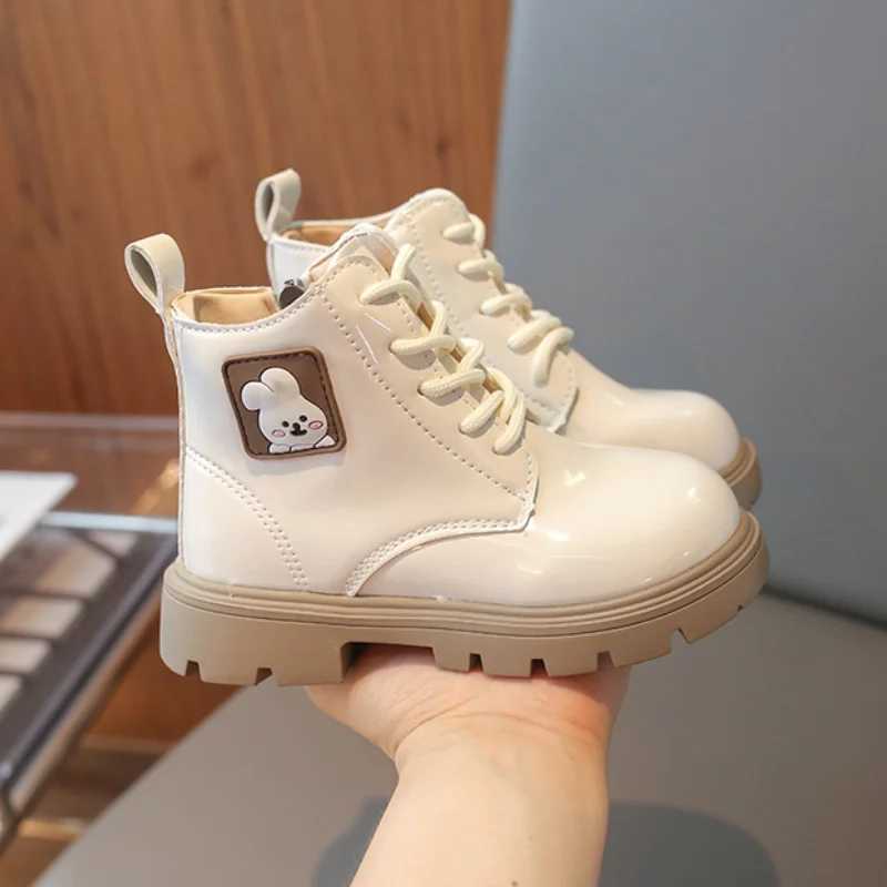 Boots Girls ankle boots new cute rabbit childrens leather boots spring and autumn fashionable childrens leather boots princess thick robot short boots