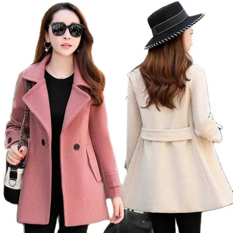 2025 Spring Autumn Woolen Jacket Female Korean Version Fashion Slim Fit Outcoat Temperament Elegant Short Woolen Coat Women TopsX241009