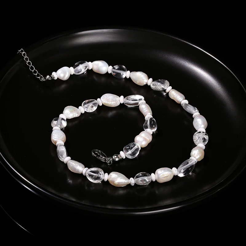 Change to a better natural quartz white pearl irregular bead necklace for women n for spiritual healing handmade necklace 241018