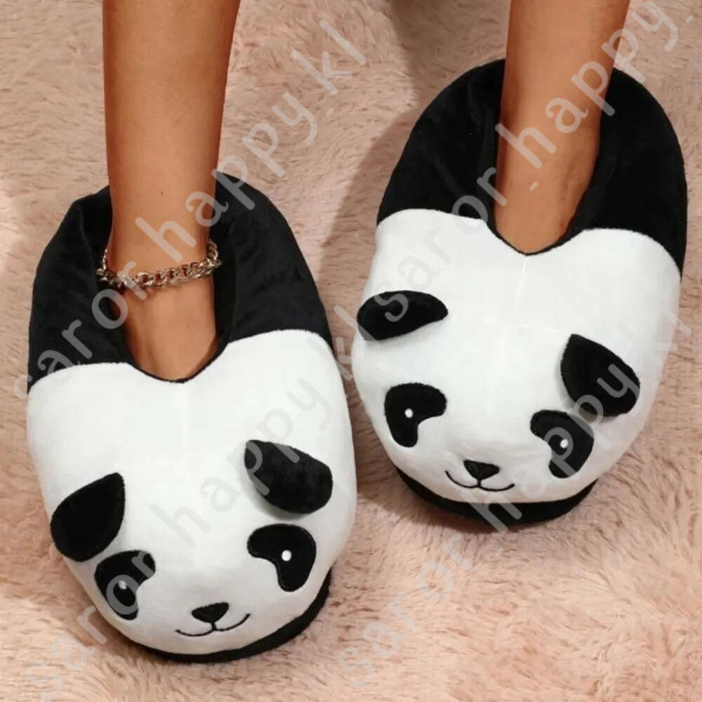 Cute Panda Shaped Winter New Women Slipper Soft Heel Platform Fur Warm Indoor Comfortable Home Fluffy Home Slippers Shoes 453