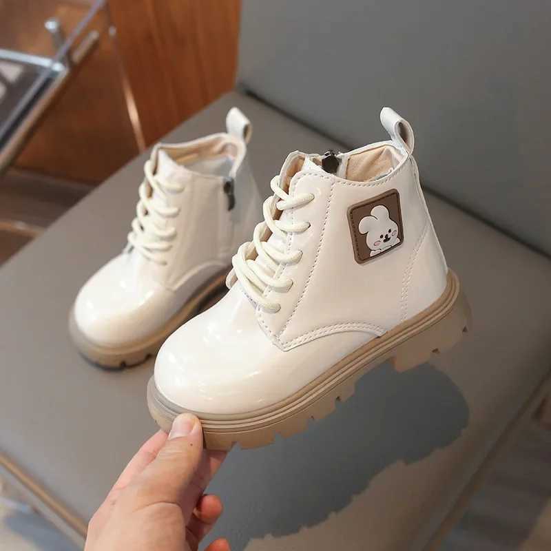 Boots Girls ankle boots new cute rabbit childrens leather boots spring and autumn fashionable childrens leather boots princess thick robot short boots