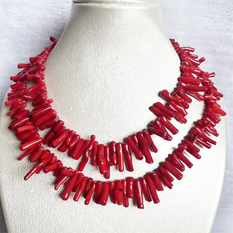 Rare genuine 15-20-28mm branched natural red coral necklace suitable for womens jewelry large irregular free-form stone fine necklace 241018