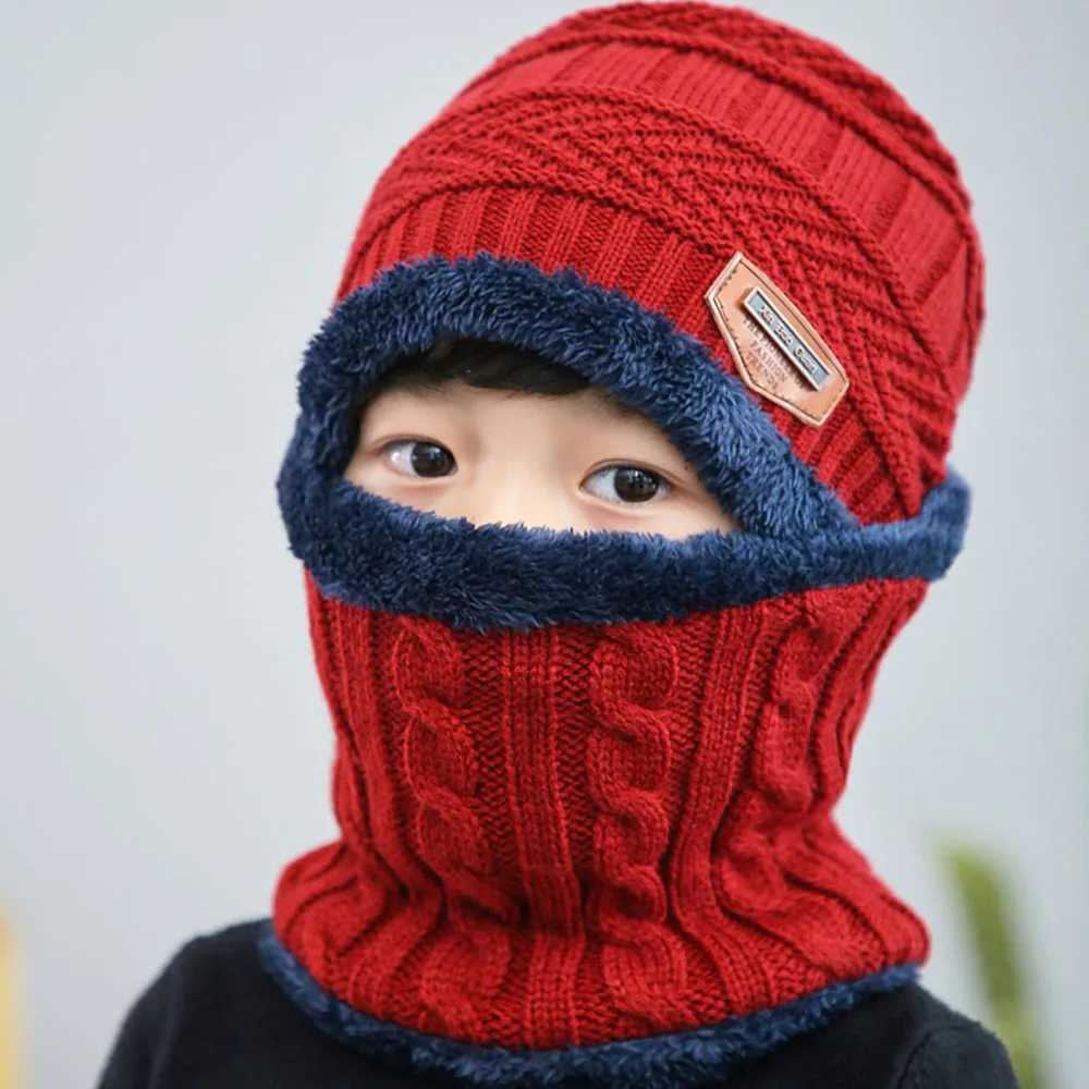 Kids Winter Beanie Hat Scarf Set Fleece Lined Hat Woolen Scarf Warm Knit Thick Hat For Boys And Girls Hat Scarf Set LX241018