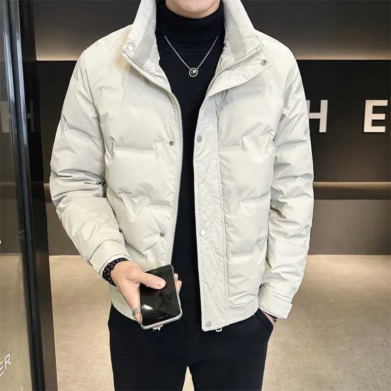 2024 Winter Cotton Jacket Mens Quality Short Leather White Duck Down Warm Coat Men Casual Thickened Cold-proof Lightweight Coat LX241018