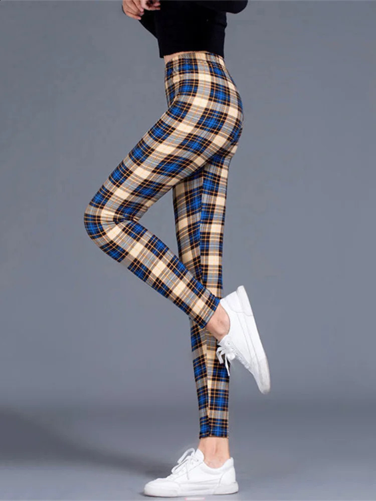 Plaid Legging Sexy Pants Push Up Leggings Fashion Fitness Leggins Gym Sporting High Waist Trousers 241007