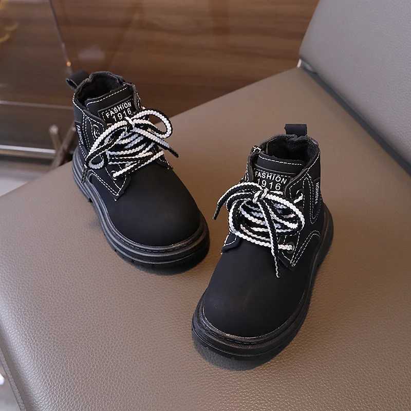 Boots New Spring Autumn Kids Boots for Boys Round-toe Causal Children Ankle Boots Fashion Simple Girls Thick Bot School Black Boots H241018