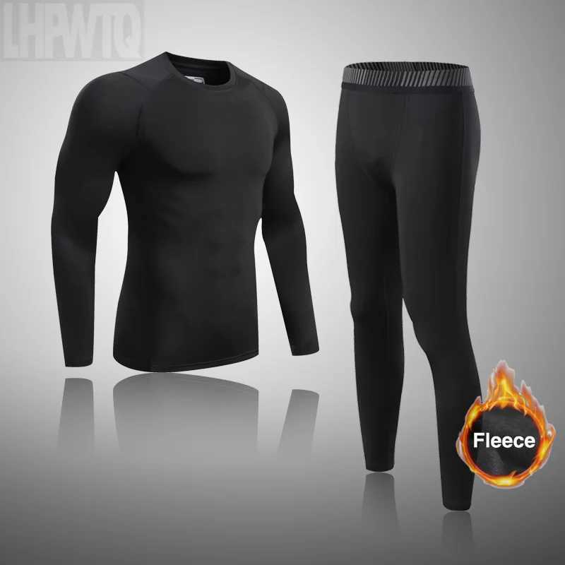 Men's Thermal Underwear Mens Flce Thermal Underwear Winter Warm Turtleneck Long Johns Kids Black Thermal Shirt Long Slve Bottom Second Skin Tight