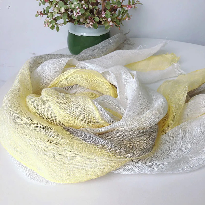 Spring and Summer Wide Striped Linen Womens Scarf 241017