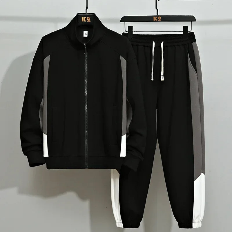 Spring Tracksuits Men Set Casual Hooded Jacket Pants Corduroy Sweatshirt Sportswear Coats JacketPant Suits 241017