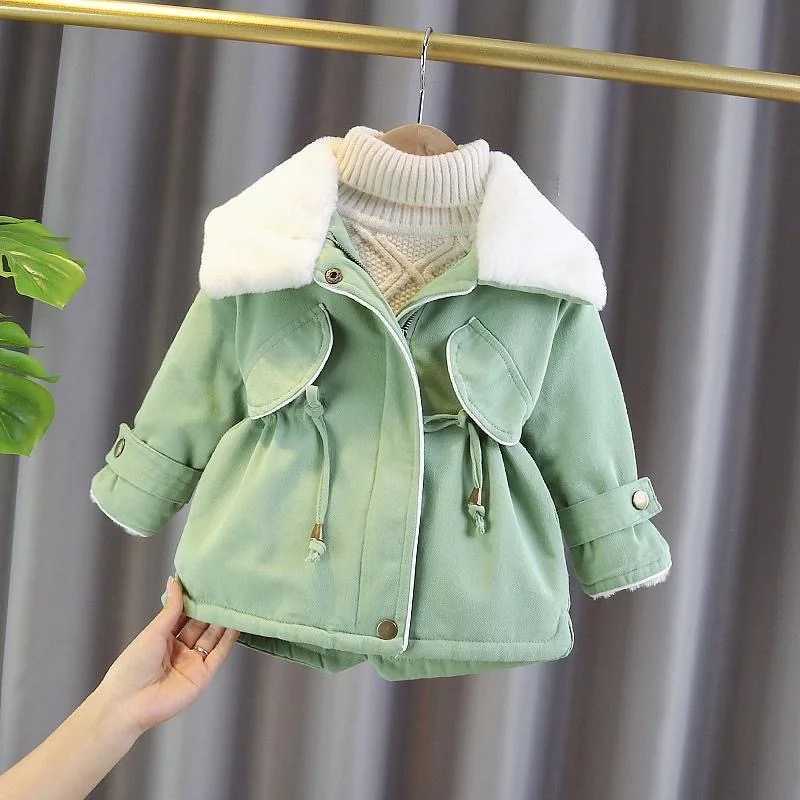 Winter Girls Jacket Fashion Collar Childrens Jacket Windproof and Warm Preschool Clothing Birthday Gift M241018