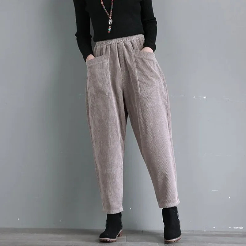 Loose Harem Pants for Women Corduroy Baggy Woman Trousers Wide Leg Black High Quality Trends 2024 Aesthetic Slacks Original G 241009
